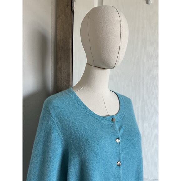 Boden Size XL Women’s 100% Cashmere Button Up Cardigan Sweater Turquoise - Picture 5 of 16